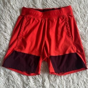 Under Armour Red and Maroon Men's Training Shorts, pockets, elastic waist